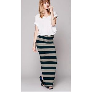 Free People Rugby Striped Column Maxi Skirt Medium